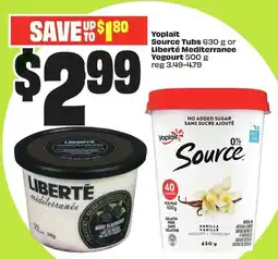 FreshCo Yoplait source tubs or liberté mediterranee yogourt offer