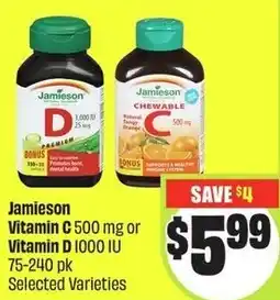 FreshCo Jamieson Vitamin C 500 mg or Vitamin D 1000 IU offer