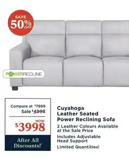 La Z Boy Cuyahoga Leather Seated Power Reclining Sofa offer