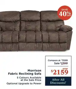 La Z Boy Morrison Fabric Reclining Sofa offer