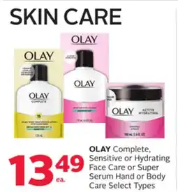 Rexall OLAY Complete, Sensitive or Hydrating Face Care or Super Serum Hand or Body Care offer