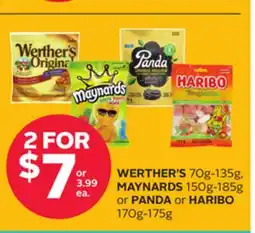 Rexall WERTHER'S 70g-135g, MAYNARDS 150g-185g or PANDA or HARIBO 170g-175g offer