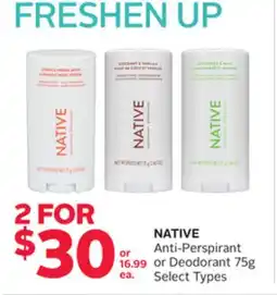 Rexall NATIVE Anti-Perspirant or Deodorant offer