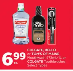 Rexall COLGATE, HELLO or TOM'S OF MAINE Mouthwash 473mL-1L or COLGATE Toothbrushes offer
