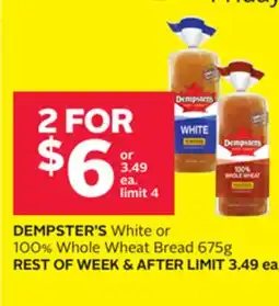 Rexall DEMPSTER'S White or 100% Whole Wheat Bread offer
