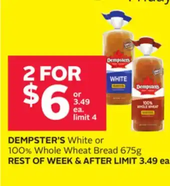 Rexall DEMPSTER'S White or 100% Whole Wheat Bread offer