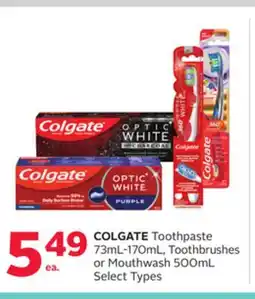 Rexall COLGATE Toothpaste 73mL-170mL, Toothbrushes or Mouthwash 500mL offer