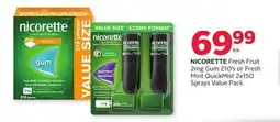 Rexall NICORETTE Fresh Fruit 2mg Gum 210' s or Fresh Mint QuickMist 2x150 Sprays Value Pack offer