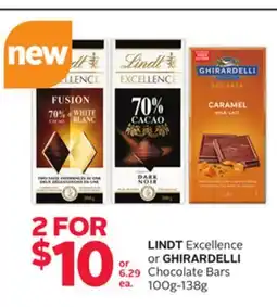 Rexall LINDT Excellence or GHIRARDELLI Chocolate Bars offer