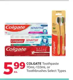 Rexall COLGATE Toothpaste 70mL-133mL or Toothbrushes offer