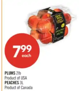 Shoppers Drug Mart PLUMS 2lb, PEACHES 3L offer