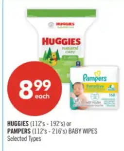 Shoppers Drug Mart HUGGIES (112's - 192's) or PAMPERS (112's - 216's) BABY WIPES offer