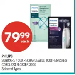 Shoppers Drug Mart PHILIPS SONICARE 4500 RECHARGEABLE TOOTHBRUSH or CORDLESS FLOSSER 3000 offer
