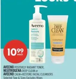 Shoppers Drug Mart AVEENO POSITIVELY RADIANT TONER,t NEUTROGENA DEEP CLEAN or AVEENO CALM+RESTORE FACIAL CLEANSERS offer