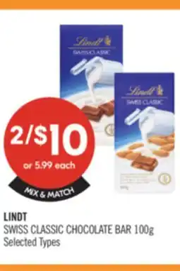 Shoppers Drug Mart LINDT SWISS CLASSIC CHOCOLATE BAR offer