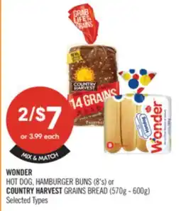 Shoppers Drug Mart WONDER HOT DOG, HAMBURGER BUNS (8's) or COUNTRY HARVEST GRAINS BREAD (570g-600g) offer