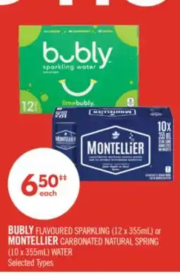 Shoppers Drug Mart BUBLY FLAVOURED SPARKLING (12 x 355mL) or MONTELLIER CARBONATED NATURAL SPRING (10 x 355mL) WATER offer
