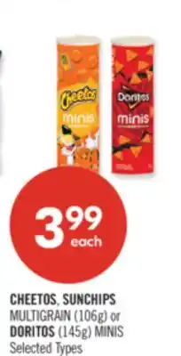 Shoppers Drug Mart CHEETOS, SUNCHIPS MULTIGRAIN (106g) or DORITOS (145g) MINIS offer