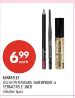 Shoppers Drug Mart ANNABELLE BIG SHOW MASCARA, WATERPROOF or RETRACTABLE LINER offer