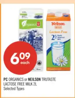 Shoppers Drug Mart PC ORGANICS or NEILSON TRUTASTE LACTOSE FREE MILK offer