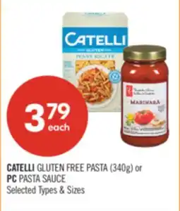 Shoppers Drug Mart CATELLI GLUTEN FREE PASTA (340g) or PC PASTA SAUCE offer