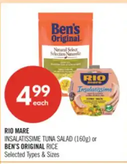 Shoppers Drug Mart RIO MARE INSALATISSIME TUNA SALAD (160g) or BEN'S ORIGINAL RICE offer