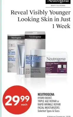 Shoppers Drug Mart NEUTROGENA HYDRO BOOST, TRIPLE AGE REPAIR or RAPID WRINKLE REPAIR FACIAL MOISTURIZERS offer