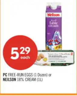 Shoppers Drug Mart PC FREE-RUN EGGS (1 Dozen) or NEILSON 18% CREAM (1L) offer