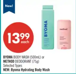 Shoppers Drug Mart BYOMA BODY WASH (500mL) or METHOD DEODORANT (75g) offer