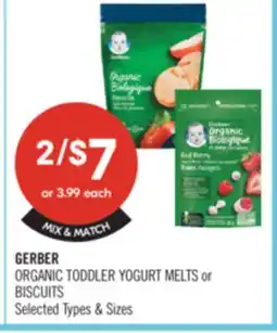Shoppers Drug Mart GERBER ORGANIC TODDLER YOGURT MELTS or BISCUITS offer