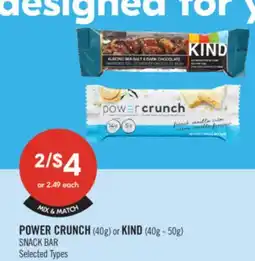 Shoppers Drug Mart POWER CRUNCH (40g) or KIND (40g-50g) SNACK BAR offer