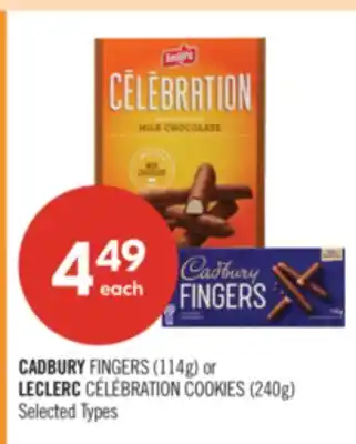 Shoppers Drug Mart CADBURY FINGERS (114g) or LECLERC CÉLÉBRATION COOKIES (240g) offer
