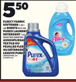 Independent City Market FLEECY FABRIC SOFTENER 1.36 L OR SHEETS 80'S OR PUREX LAUNDRY DETERGENT 1.92-2.03 L offer