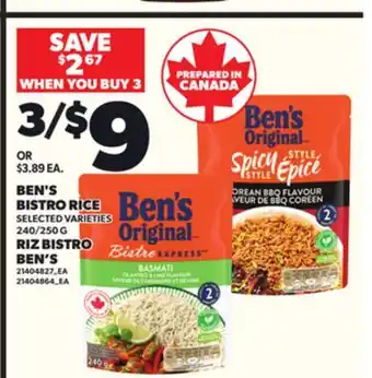 Independent City Market BEN'S BISTRO RICE, 240/250 G offer