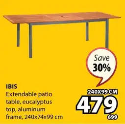 JYSK IBIS Extendable patio table, eucalyptus top, aluminum frame offer