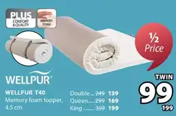 JYSK WELLPUR T40 Memory foam topper offer