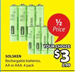 JYSK Solsken Rechargable batteries offer