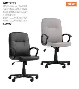 JYSK NIMTOFTE Office chair, low back, tilt, swivel, faux leather cover, black or cover offer