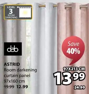 JYSK Dab Astrid Room darkening curtain panel offer