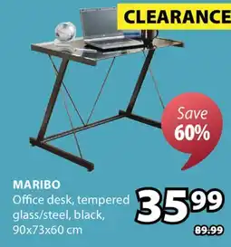 JYSK MARIBO Office desk, tempered glass offer