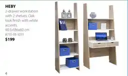 JYSK HEBY 2-drawer workstation with 2 shelves offer