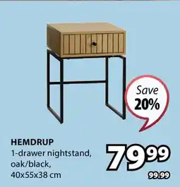 JYSK Hemdrup 1-drawer nightstand offer