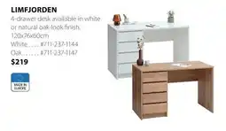 JYSK Limfjorden 4-drawer desk offer