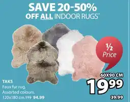 JYSK Taks Faux fur rug offer
