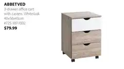 JYSK ABBETVED 3-drawer office cart offer
