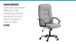 JYSK SKODSBORG Light grey upholstered office chair offer