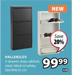 JYSK HALLENSLEV 3-drawer shoe cabinet offer