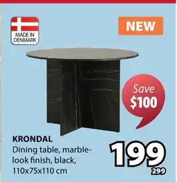 JYSK KRONDAL Dining table, marble-look finish, black offer