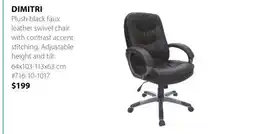 JYSK Dimitri Plush black faux leather swivel chair offer