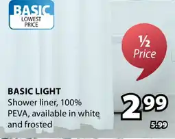JYSK BASIC LIGHT Shower liner offer